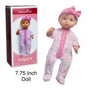 American Girl Little Bitty Baby Doll 7.75" Blonde Hair Blue Eyes Sleeper Box New